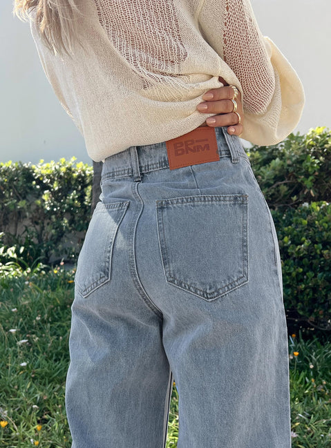 product Princess Polly Low Rise Jeans  Tari Wide Leg Jeans Light Wash Denim