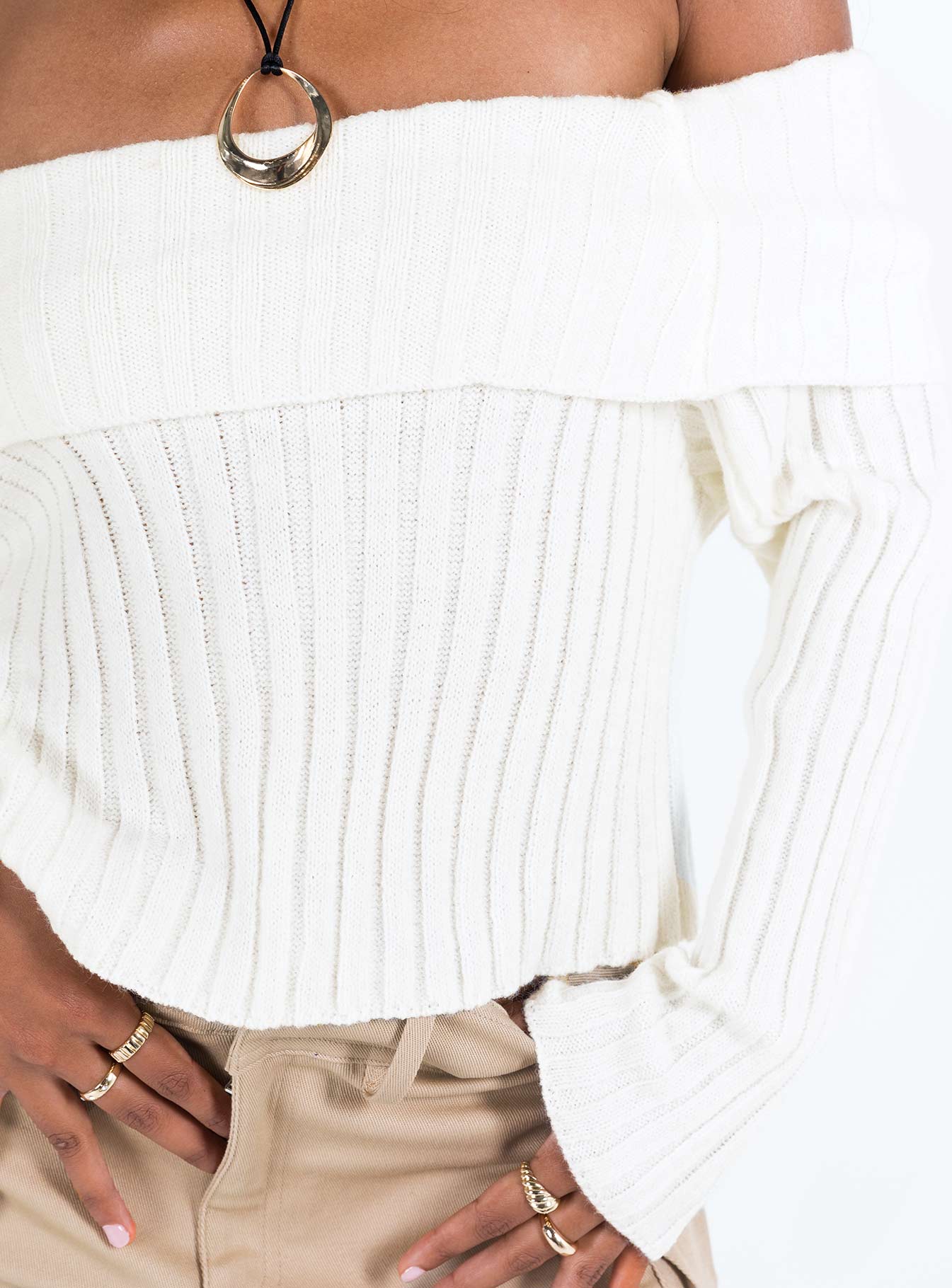 Rossetto Knit Sweater White Princess Polly  Cropped 