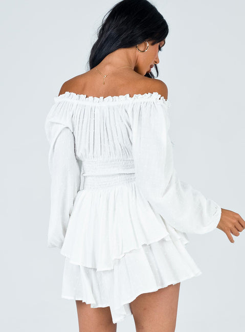 The Love Galore Long Sleeve Romper White