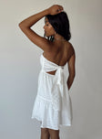 back view of model wearing Princess Polly Love Affair Mini Dress White Square Neck 