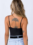 back view of model wearing Princess Polly Levey Bodysuit Black Sleeveless Scoop Neck 