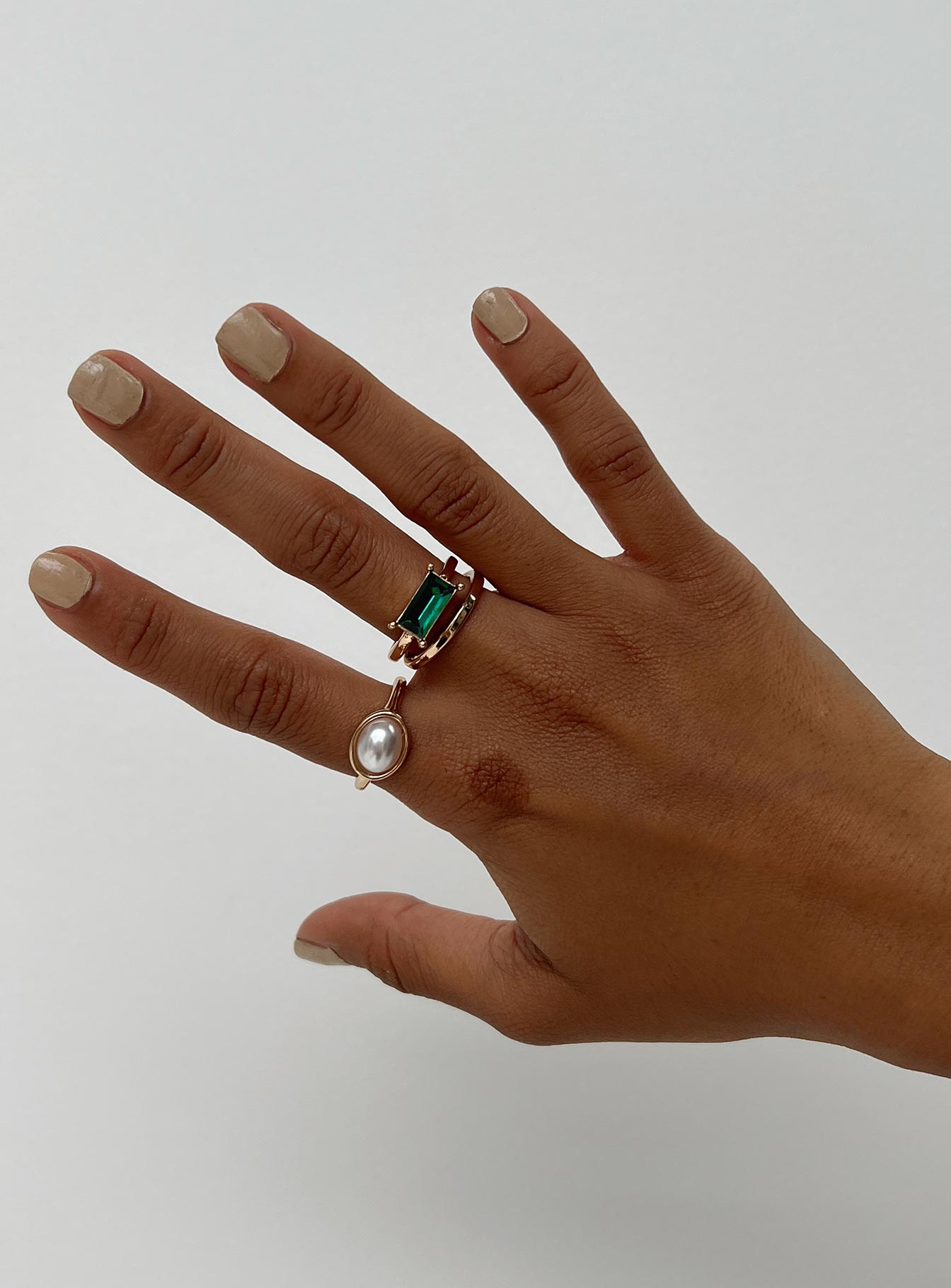 Ring Lower impact  Pack of three Gold toned  Two gem stone styles 