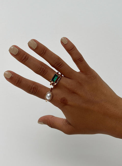 Ring Lower impact  Pack of three Gold toned  Two gem stone styles 