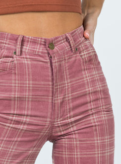 Front view of model wearing  front Princess Polly Low Rise Pants  Leah Cordoury Pant Pink