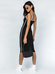 side view of model wearing Princess Polly Arabellae Midi Dress Black 