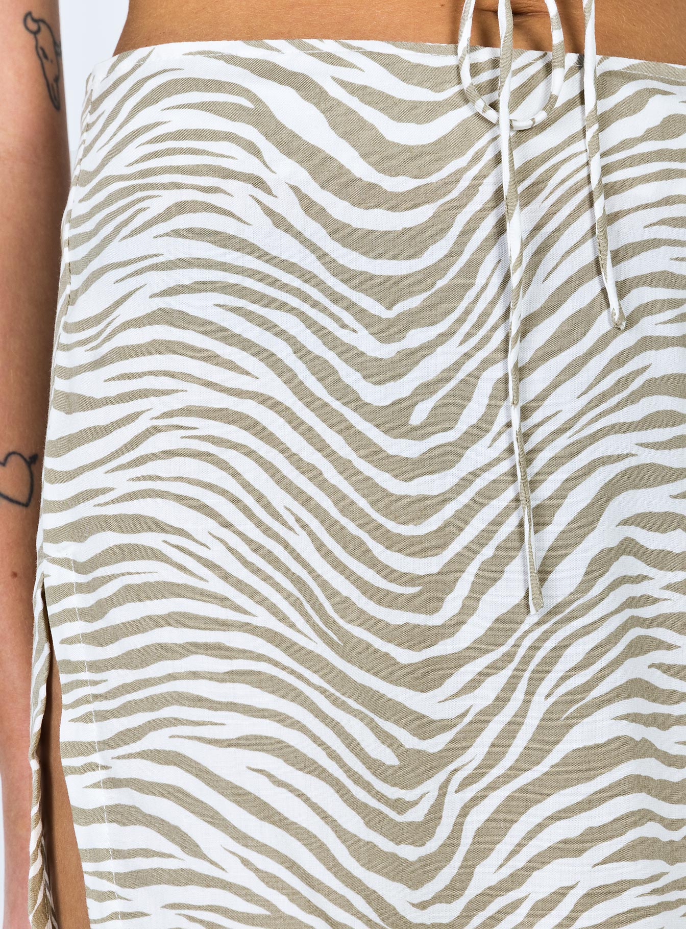 back view of model wearing Princess Polly Motel Shenka Mini Skirt Tonal Zebra 