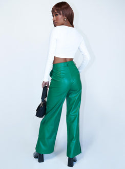 back view of model wearing Princess Polly Suki Pants Green 
