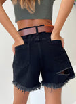 On Tour Denim Mom Shorts Black Princess Polly mid-rise 