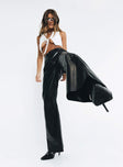 Princess Polly high-rise  Valla Faux Leather Flare Pants Black