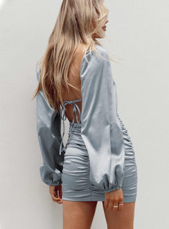 product Princess Polly Asymmetric Neckline  Alaina Long Sleeve Mini Dress Blue