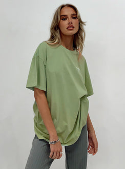 product Princess Polly Half Sleeves Crew Neck  Organic 777 Luck Oversize Tee Green