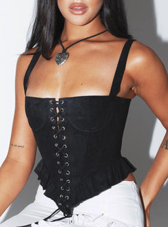 product Princess Polly Sleeveless Square Neck  Cuatro Corset Top Black