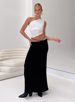 Front view of model wearing  front Maisie Maxi Skirt Black Princess Polly  Maxi 