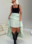 Front view of model wearing  front Miriah Maxi Skirt Sage Princess Polly  Mini Skirts 