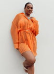 Princess Polly V-Neck  Hennie Long Sleeve Mini Dress Orange