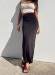 back view of model wearing Princess Polly Harriette Maxi Skirt Black 