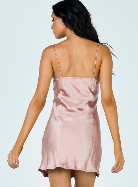 back view of model wearing Princess Polly Stargazing Mini Dress Pink Sweetheart Neckline 