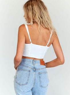 back view of model wearing Princess Polly Leonara Top White 