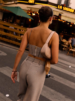 Front view of model wearing  front Princess Polly Sleeveless Square Neck  JGR & STN Dylan Corset Check