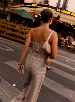 Front view of model wearing  front Princess Polly High Waisted Pants  JGR & STN Dylan Houndstooth Trouser Check