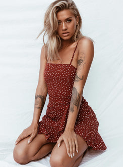 product Princess Polly Square Neck  Caesura Mini Dress Wine