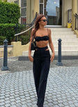 back view of model wearing Princess Polly Alexia Wide Leg Pants Black 