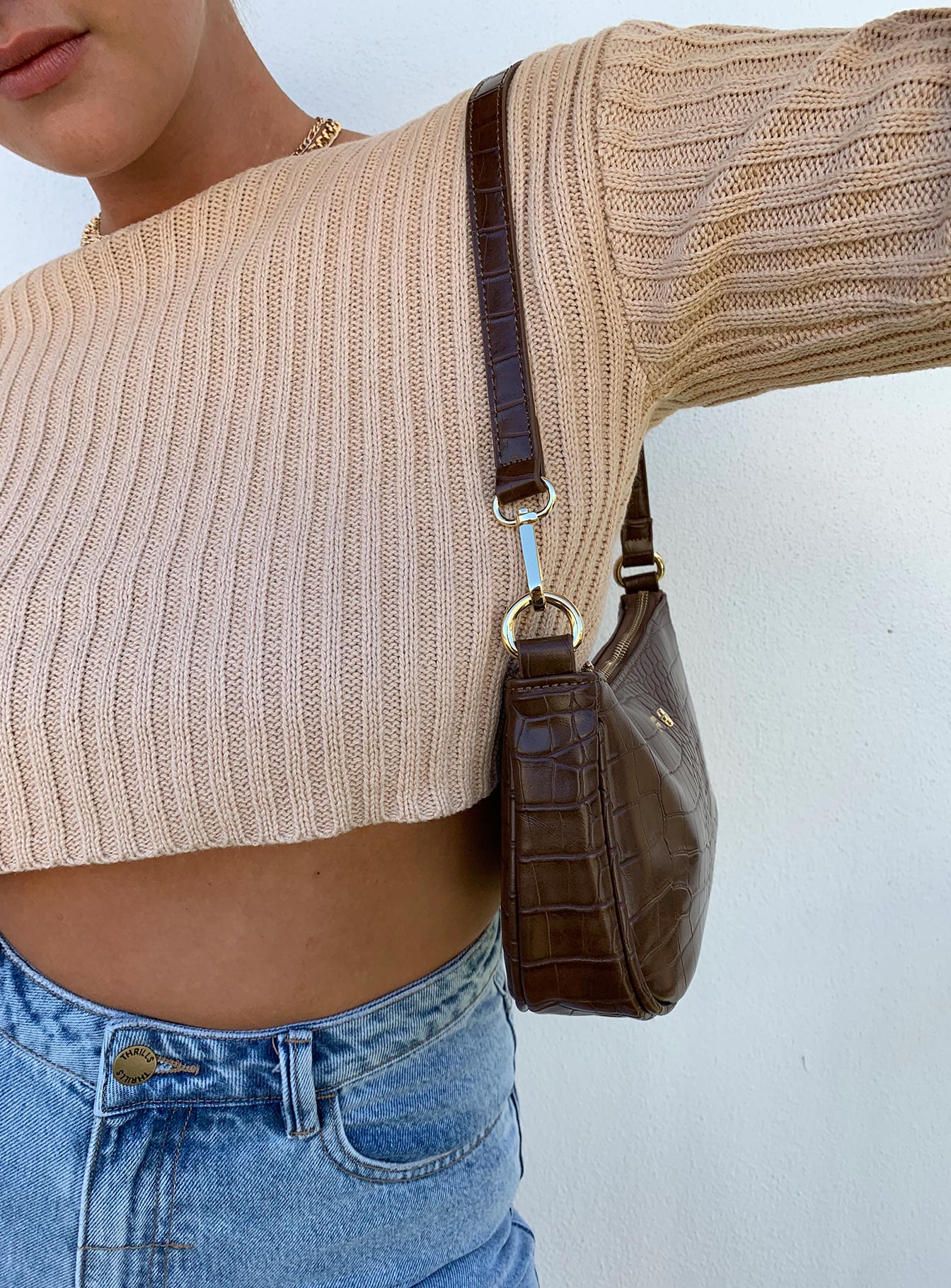 Alivia Cropped Sweater Beige Princess Polly  Cropped 