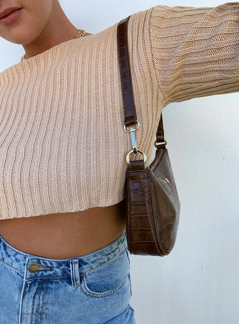 Alivia Cropped Sweater Beige Princess Polly  Cropped 