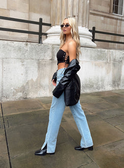 side view of model wearing Princess Polly Alabama Jean Mid Rise 