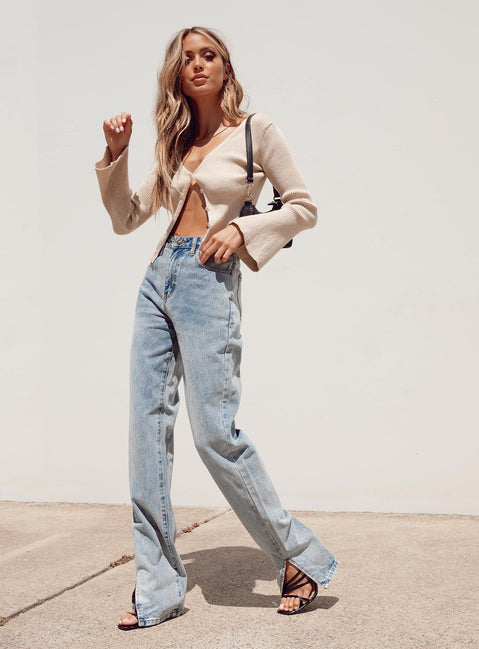 side view of model wearing Princess Polly Alabama Jean Mid Rise 