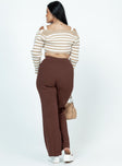 Princess Polly   Allen Ribbed Pants Brown