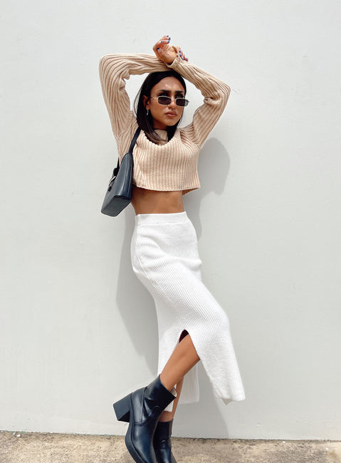 Alivia Cropped Sweater Beige Princess Polly  Cropped 