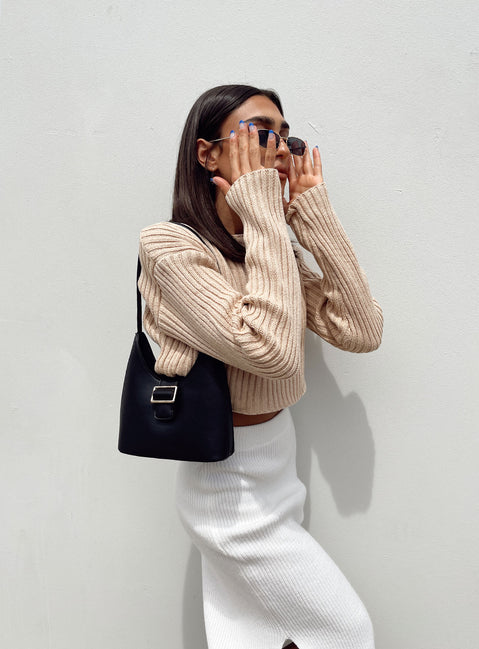 Alivia Cropped Sweater Beige Princess Polly  Cropped 