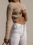 Alivia Cropped Sweater Beige Princess Polly  Cropped 