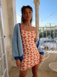 front view of model wearing Princess Polly Angelina Mini Dress Orange / White 