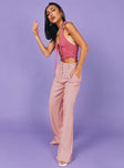 front view of model wearing Princess Polly Archer Pants Pink 