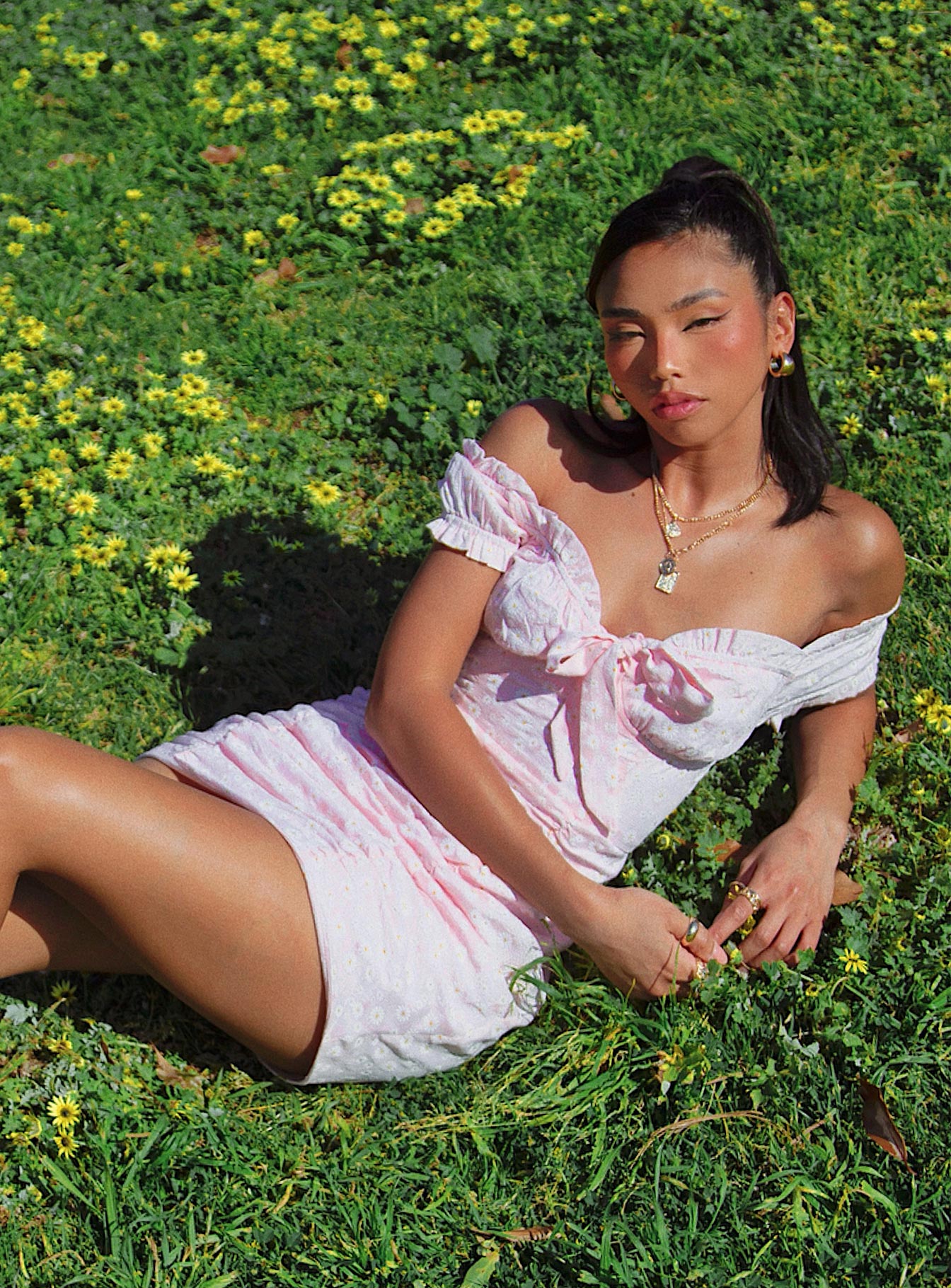 front view of model wearing Princess Polly Back To Paris Mini Dress 