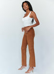 side view of model wearing Princess Polly Nadia Pants Brown 