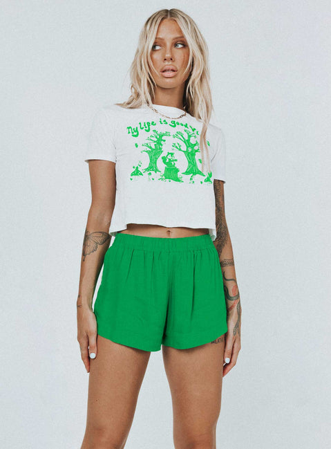 Beach House Shorts Green Princess Polly mid-rise 