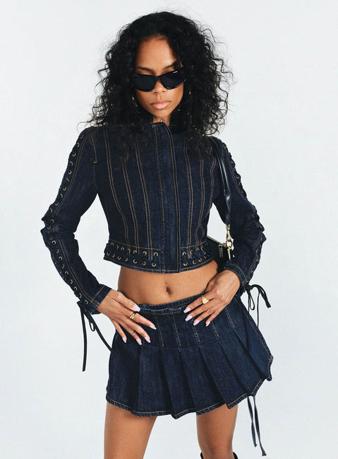 product Camelia Pleat Mini Dark Denim Princess Polly  Mini Skirts 