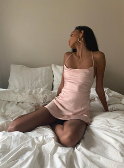 Front view of model wearing  front Princess Polly High Neck  Celena Mini Dress Pink