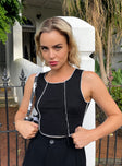 front view of model wearing Princess Polly Christa Top Black 