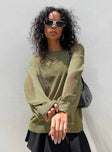 Wendy Oversized Knit Sweater Baby Khaki Princess Polly  long 