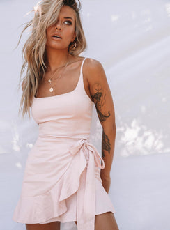 front view of model wearing Princess Polly Cottage Hill Mini Dress Blush 