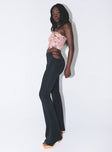 side view of model wearing Princess Polly Jess Cut Out Pants Black 