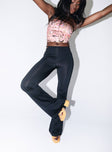 front view of model wearing Princess Polly Jess Cut Out Pants Black 