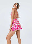 back view of model wearing Princess Polly Celena Mini Dress Pink Floral 