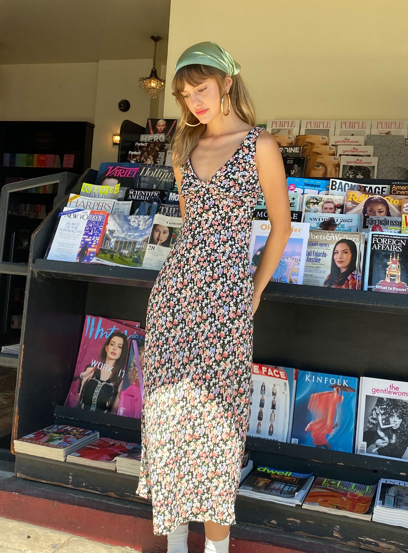 product Princess Polly V-Neck  Delta Midi Dress Black Floral