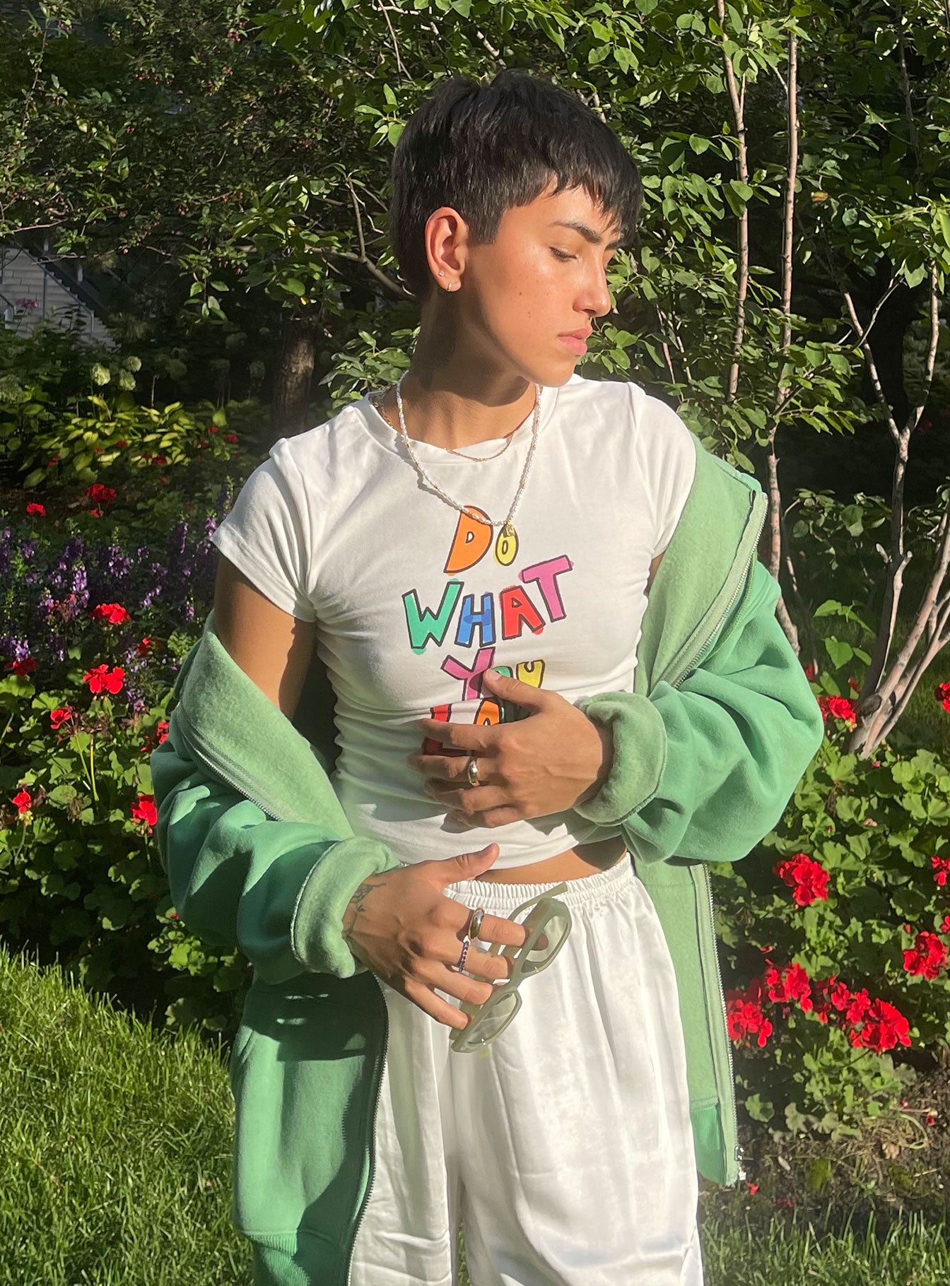 front view of model wearing Princess Polly Do What You Love Tee White 