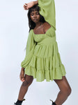 Princess Polly Sweetheart Neckline  Danny Long Sleeve Mini Dress Green